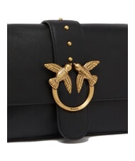 PINKO LOVE ONE CLASSIC SLOUCHY Geantă de umăr din piele aur negru-vechi - Genți femei - 3