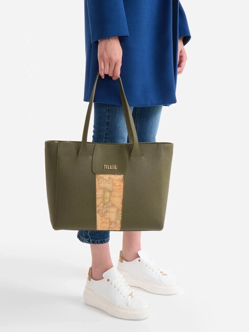 WINDY CITY Sacoșă mare de cumpărături verde mușchi - Genți femei