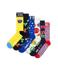 HAPPY SOCKS ELTON JOHN Set cadou de 6 perechi de șosete galben - Șosete pentru bărbați - 9