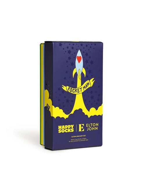 ELTON JOHN Set cadou de 3 perechi de șosete negru - Șosete pentru bărbați