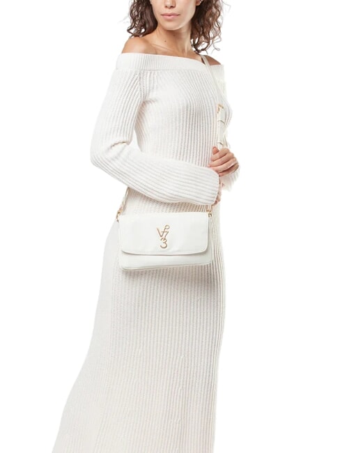LOUISE Geantă de umăr medie cu mâner din lanț ecru - Genți femei
