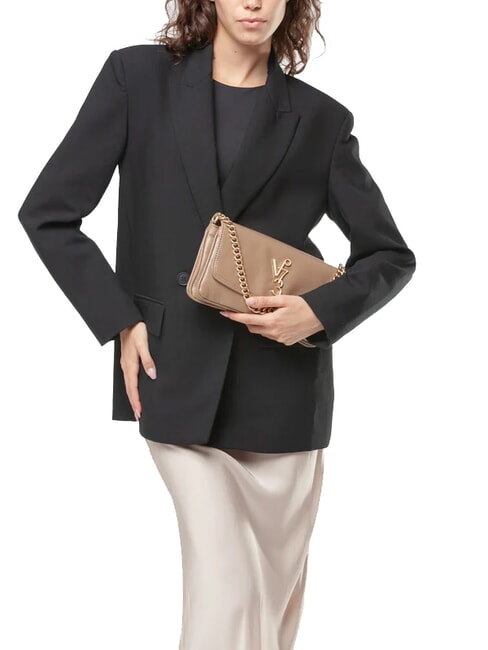 LOUISE Geantă de umăr medie cu mâner din lanț taupe - Genți femei