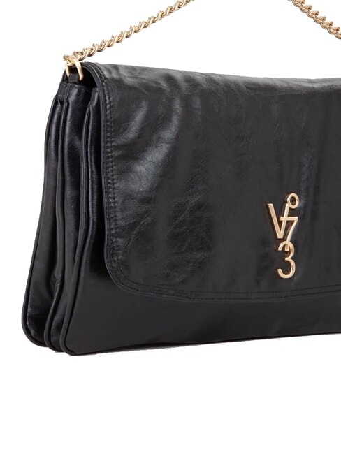 LOUISE Geantă de umăr mare cu mâner din lanț negru - Genți femei