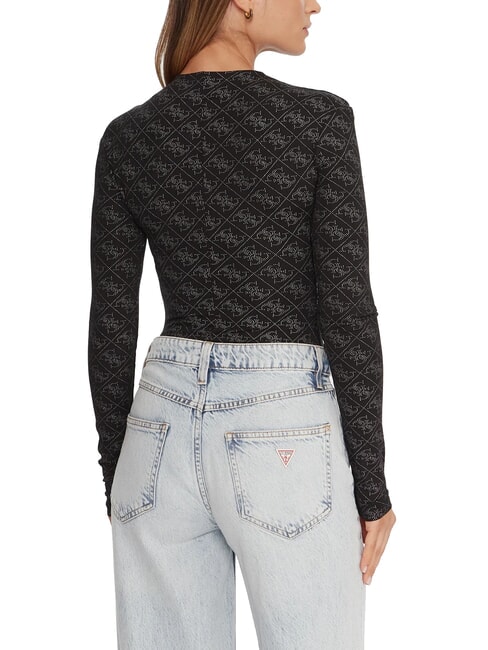 TEODORA Pulover cu mânecă lungă și guler rotund, cu strasuri jetbla - Pulovere pentru femei