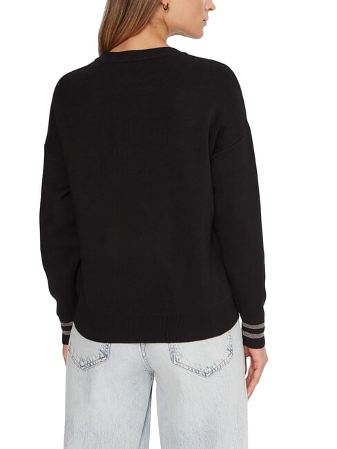 SILVIE LOGO Pulover cu guler rotund și strasuri jetbla - Pulovere pentru femei