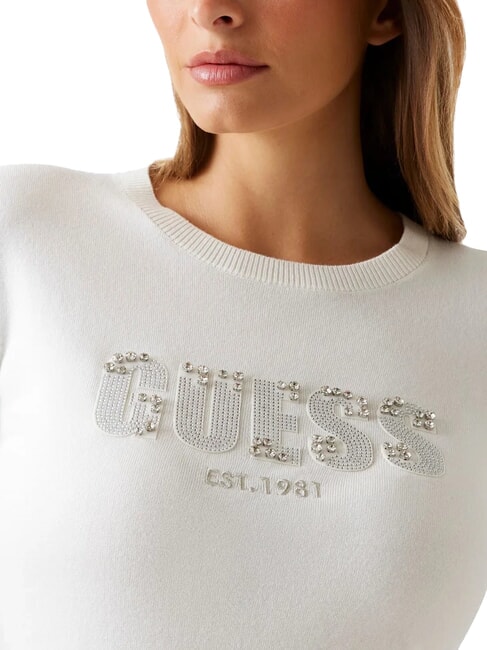 REYNA LOGO Pulover cu guler rotund și aplicații cremwhi - Pulovere pentru femei