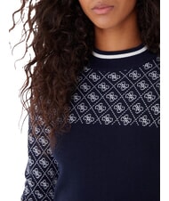 GUESS MOCK NECK AUBREY 4G Pulover slim fit 4g albastru și crem - Pulovere pentru femei - 3