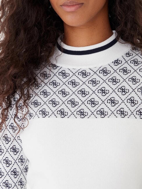 MOCK NECK AUBREY 4G Pulover slim fit 4g cremă și albastru - Pulovere pentru femei