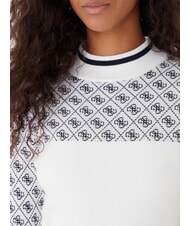 GUESS MOCK NECK AUBREY 4G Pulover slim fit 4g cremă și albastru - Pulovere pentru femei - 3