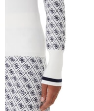 GUESS MOCK NECK AUBREY 4G Pulover slim fit 4g cremă și albastru - Pulovere pentru femei - 4