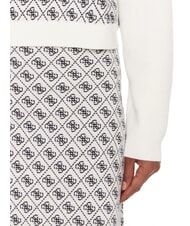 GUESS AUBREY Pulover cu croială lejeră 4g cremă și albastru - Pulovere pentru femei - 4