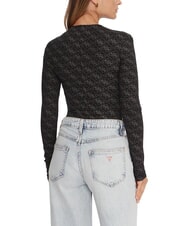 GUESS TEODORA Pulover cu m&acirc;necă lungă și guler rotund, cu strasuri - Pulovere pentru femei