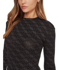 GUESS TEODORA Pulover cu m&acirc;necă lungă și guler rotund, cu strasuri jetbla - Pulovere pentru femei - 3