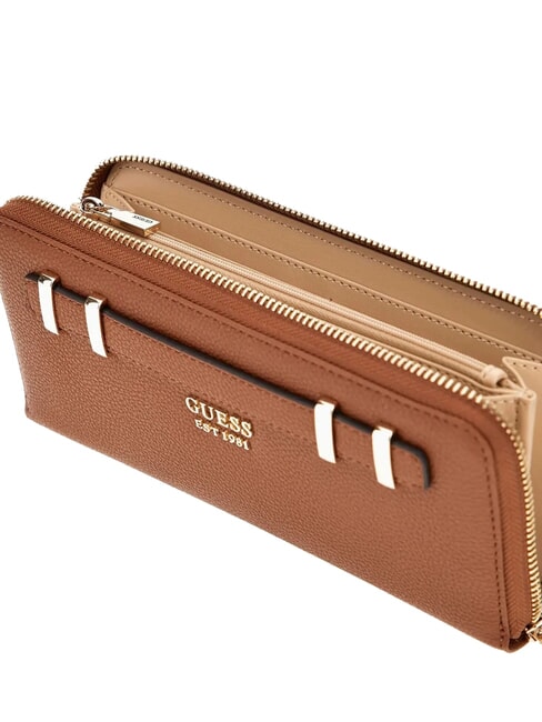 GREGORIA Portofel mare cu fermoar și mâner COGNAC - Portofele femei