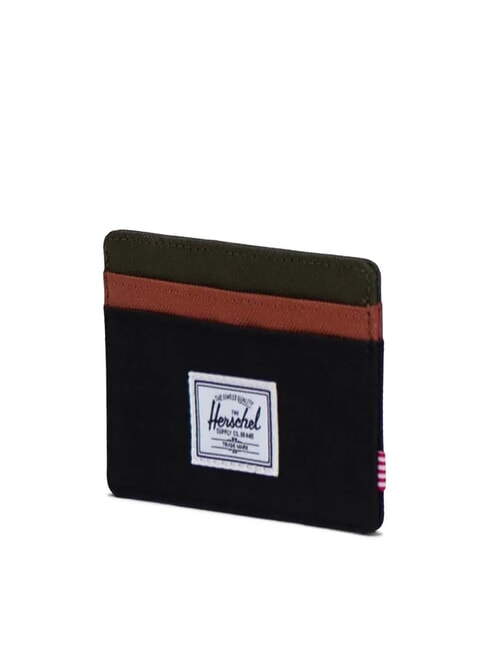 CHARLIE  Suport plat pentru card negru/verde iedera/chutney - Portofele femei