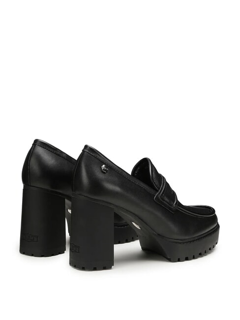 JAGGER 4107 Mocasini din piele cu toc înalt negru - Pantofi femei