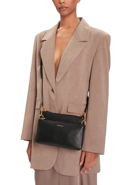 YVONNE Geantă de umăr, din piele negru - Genți femei