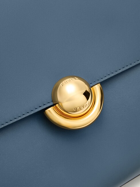 DOMUS  Geantă de umăr, piele gri albastru - Genți femei