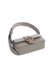 PINKO LOVE ONE SLOUCHY Geantă de umăr mini din piele nuc-aur antic - Genți femei - 5