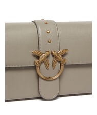 PINKO LOVE ONE CLASSIC SLOUCHY Geantă de umăr din piele nuc-aur antic - Genți femei - 3