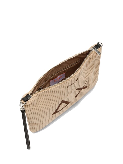 CORDUROY Geantă tip clutch cu curea de mână și de umăr bej - Genți femei