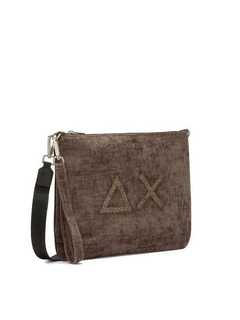 VELVET Geantă tip clutch cu poliserină și curea de umăr noroi - Genți femei