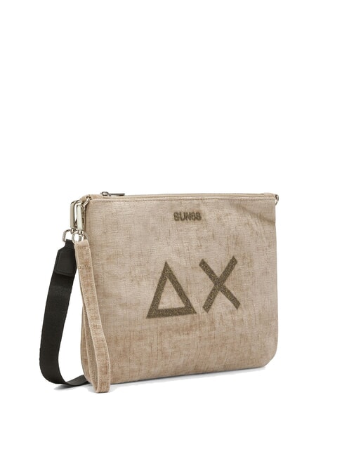 VELVET Geantă tip clutch cu poliserină și curea de umăr bej - Genți femei