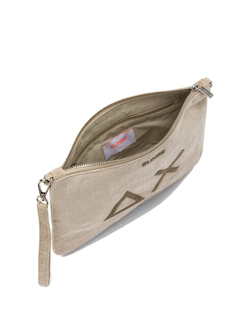 VELVET Geantă tip clutch cu poliserină și curea de umăr bej - Genți femei