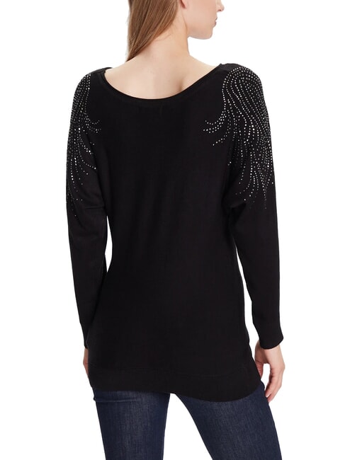 BAT SLEEVE LORETTA Pulover cu croială lejeră și guler tip barcă jetbla - Pulovere pentru femei