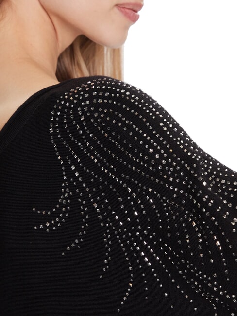 BAT SLEEVE LORETTA Pulover cu croială lejeră și guler tip barcă jetbla - Pulovere pentru femei