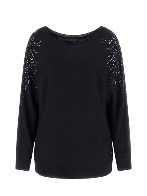 BAT SLEEVE LORETTA Pulover cu croială lejeră și guler tip barcă jetbla - Pulovere pentru femei