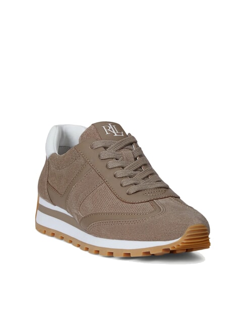 DANI Teniși microperforați din piele &icirc;ntoarsă gri-maro/gri-maro/alb - Pantofi femei