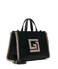 GAUD&Igrave; EMILY FUR Geantă de m&acirc;nă cu curea de umăr negru/gri-maro - Genți femei - 2