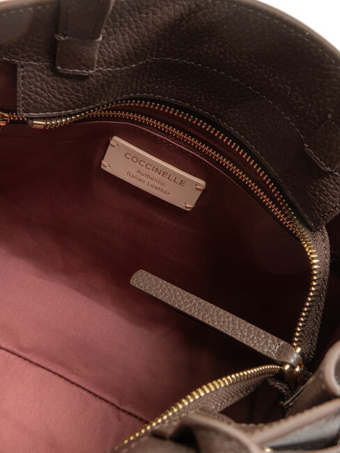 KLICHE Geantă de m&acirc;nă din piele cu curea de umăr fondant maro - Genți femei