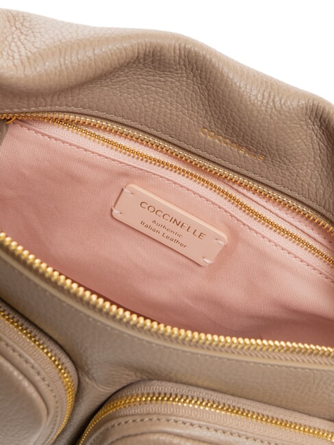 HYLE Geantă medie din piele cu dublă funcție taupe cald - Genți femei