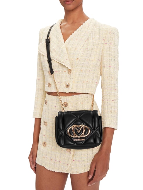 EMBOSSED Geantă de umăr mini negru - Genți femei