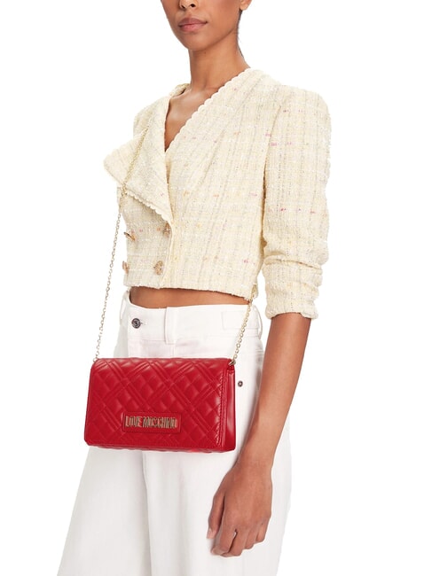 SMART DAILY Geantă de umăr cu curea metalică RED - Genți femei