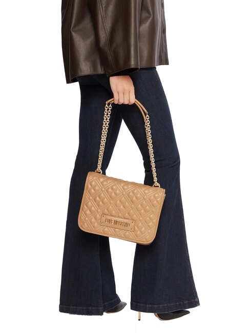 QUILTED Geantă de umăr cu funcție dublă bej - Genți femei