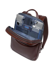 PIQUADRO BLUE SQUARE Rucsac pentru laptop de 14", din piele MAHOGANY - Rucsacuri pentru laptop - 6
