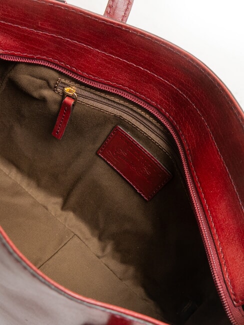 MADDALENA Shopper pe umar, din piele Chianti / Bordeaux / Aur - Genți femei