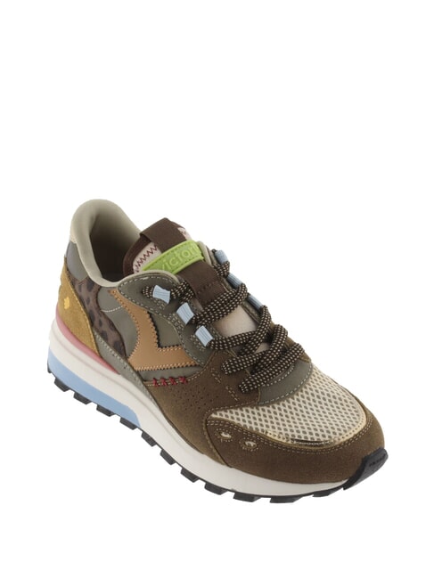 LUNA Teniși patchwork cu talpă zimțată ciocolată - Pantofi femei