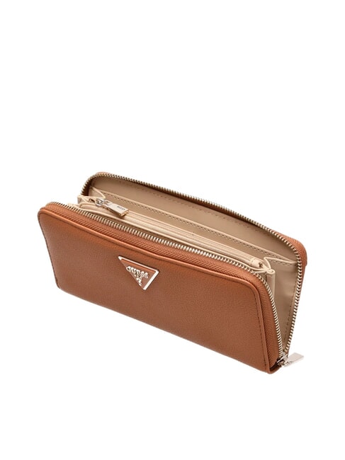 LAUREL 2 Portofel mare cu fermoar și mâner COGNAC - Portofele femei