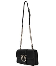 PINKO LOVE ONE CLASSIC Geantă de umăr mini din piele negru-argint vechi - Genți femei - 3