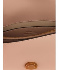 PINKO LOVE ONE CLASSIC Geantă de umăr mini din piele pulbere-aur antic - Genți femei - 3