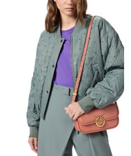 PINKO LOVE BOX Geantă de umăr, din piele Aragon maro-aur antic - Genți femei - 5