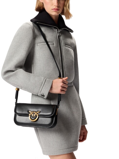 LOVE BOX Geantă de umăr, din piele aur negru-vechi - Genți femei