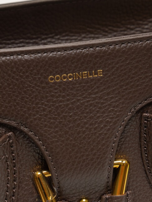 YORK Geantă de m&acirc;nă din piele ciocănită fondant maro - Genți femei