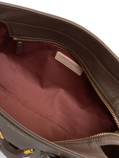 YORK Geantă de m&acirc;nă din piele ciocănită fondant maro - Genți femei