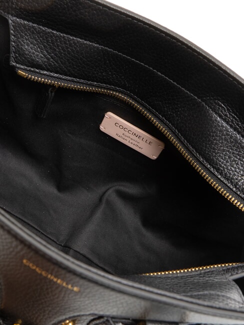 YORK Geantă de m&acirc;nă din piele ciocănită negru - Genți femei