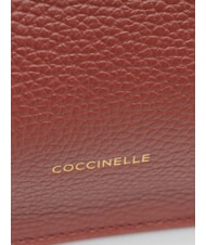 COCCINELLE HYLE Geantă mică de umăr din piele plată coniac - Genți femei - 5